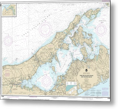 A beuatiful Metal Print of the Nautical Chart-12358 New York Long Island, Shelter Island Sound-Peconic Bays, Mattituck Inlet - Metal Print by SeaKoast.  100% Guarenteed!