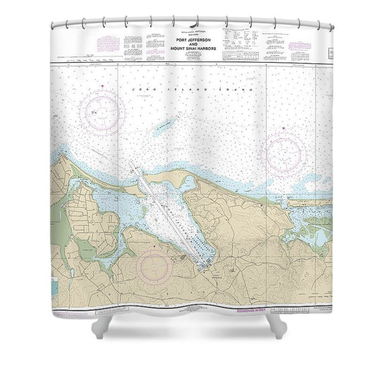 Nautical Chart 12362 Port Jefferson Mount Sinai Harbors Shower Curtain