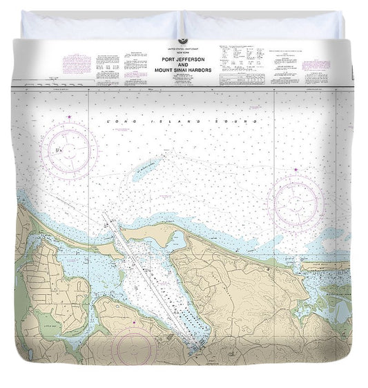 Nautical Chart 12362 Port Jefferson Mount Sinai Harbors Duvet Cover