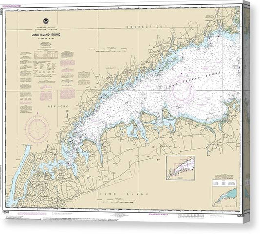 Nautical Chart-12363 Long Island Sound Western Part Canvas Print