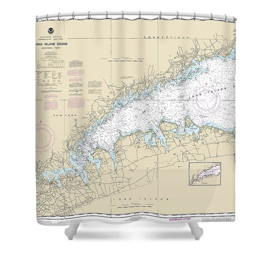 Nautical Chart 12363 Long Island Sound Western Part Shower Curtain