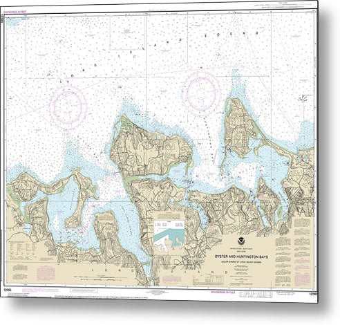 A beuatiful Metal Print of the Nautical Chart-12365 South Shore-Long Island Sound Oyster-Huntington Bays - Metal Print by SeaKoast.  100% Guarenteed!