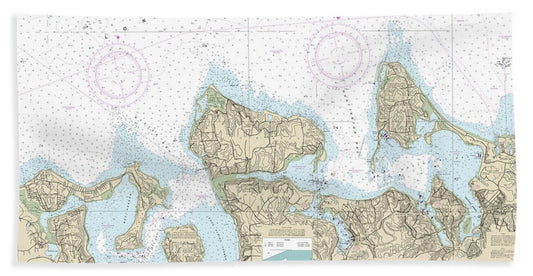 Nautical Chart-12365 South Shore-long Island Sound Oyster-huntington Bays - Bath Towel