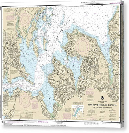 Nautical Chart-12366 Long Island Sound-East River Hempstead Harbor-Tallman Island Canvas Print