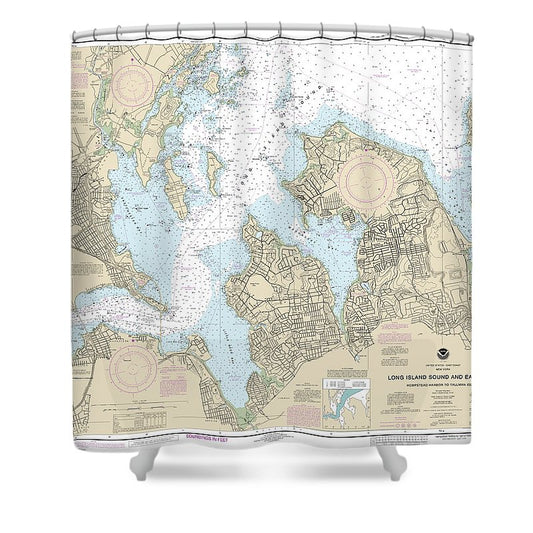 Nautical Chart 12366 Long Island Sound East River Hempstead Harbor Tallman Island Shower Curtain