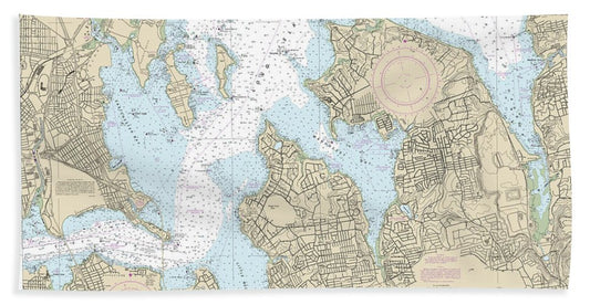 Nautical Chart-12366 Long Island Sound-east River Hempstead Harbor-tallman Island - Beach Towel