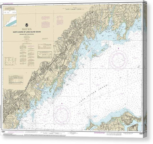 Nautical Chart-12367 North Shore-Long Island Sound Greenwich Point-New Rochelle Canvas Print