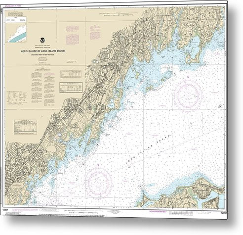 A beuatiful Metal Print of the Nautical Chart-12367 North Shore-Long Island Sound Greenwich Point-New Rochelle - Metal Print by SeaKoast.  100% Guarenteed!