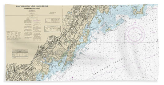 Nautical Chart-12367 North Shore-long Island Sound Greenwich Point-new Rochelle - Beach Towel