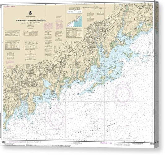 Nautical Chart-12368 North Shore-Long Island Sound Sherwood Point-Stamford Harbor Canvas Print