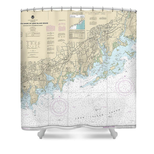 Nautical Chart 12368 North Shore Long Island Sound Sherwood Point Stamford Harbor Shower Curtain