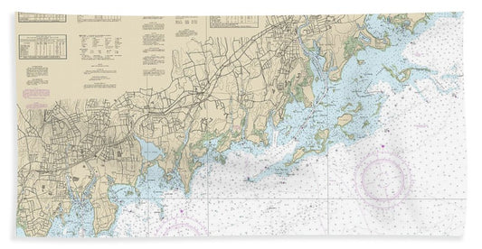 Nautical Chart-12368 North Shore-long Island Sound Sherwood Point-stamford Harbor - Beach Towel
