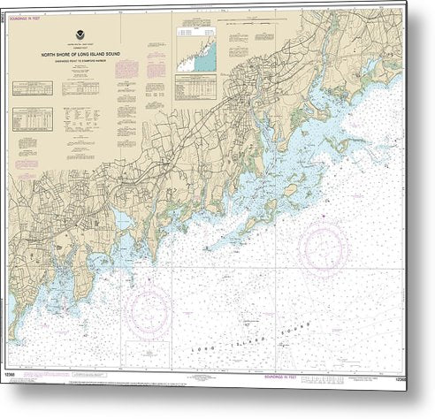 A beuatiful Metal Print of the Nautical Chart-12368 North Shore-Long Island Sound Sherwood Point-Stamford Harbor - Metal Print by SeaKoast.  100% Guarenteed!