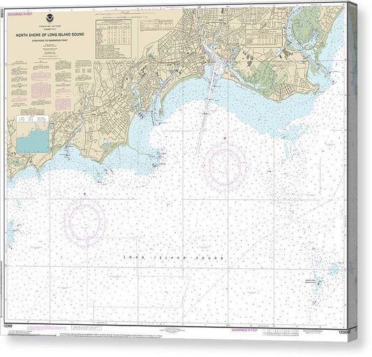 Nautical Chart-12369 North Shore-Long Island Sound Stratford-Sherwood Point Canvas Print