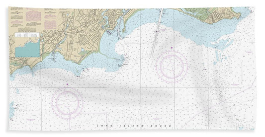 Nautical Chart-12369 North Shore-long Island Sound Stratford-sherwood Point - Bath Towel