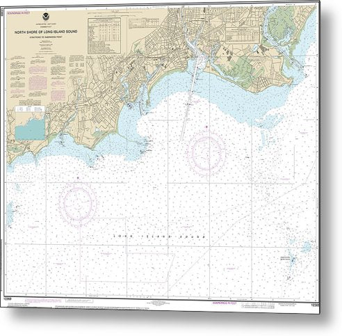 A beuatiful Metal Print of the Nautical Chart-12369 North Shore-Long Island Sound Stratford-Sherwood Point - Metal Print by SeaKoast.  100% Guarenteed!
