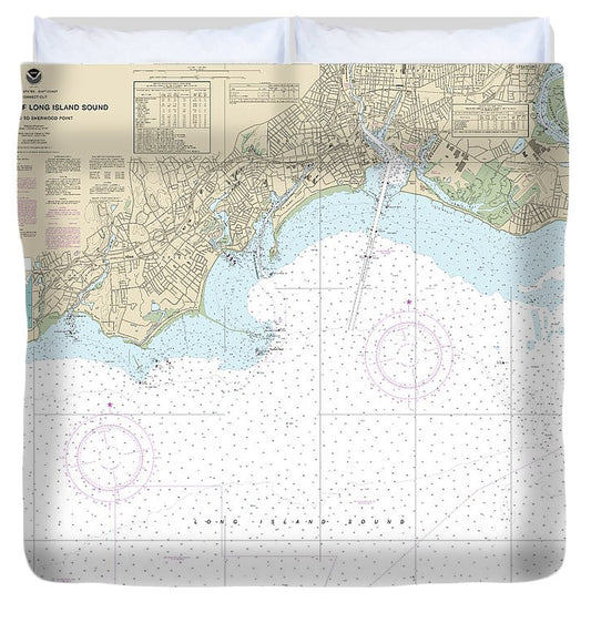 Nautical Chart 12369 North Shore Long Island Sound Stratford Sherwood Point Duvet Cover