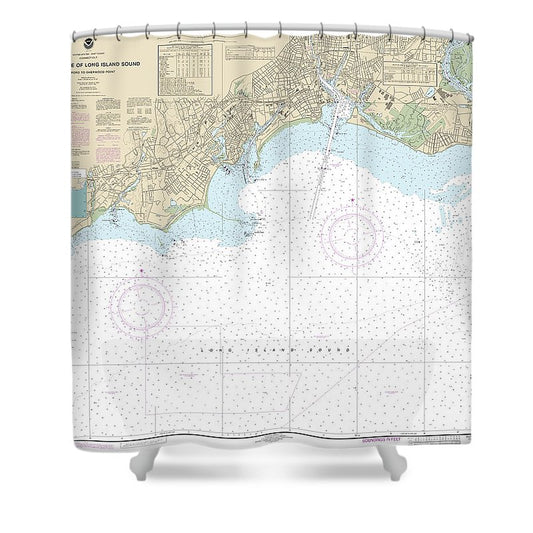 Nautical Chart 12369 North Shore Long Island Sound Stratford Sherwood Point Shower Curtain