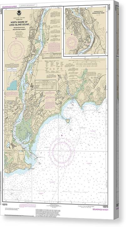 Nautical Chart-12370 North Shore-Long Island Sound Housatonic River-Milford Harbor Canvas Print
