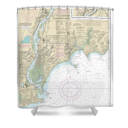 Nautical Chart 12370 North Shore Long Island Sound Housatonic River Milford Harbor Shower Curtain
