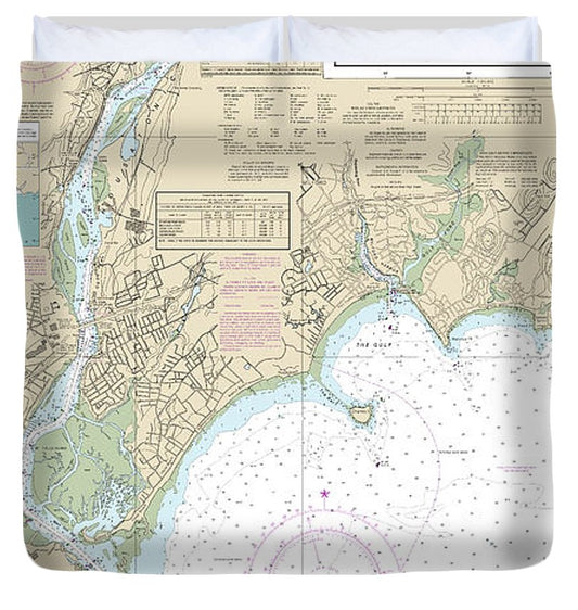 Nautical Chart 12370 North Shore Long Island Sound Housatonic River Milford Harbor Duvet Cover
