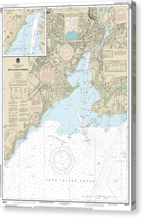Nautical Chart-12371 New Haven Harbor, New Haven Harbor (Inset) Canvas Print