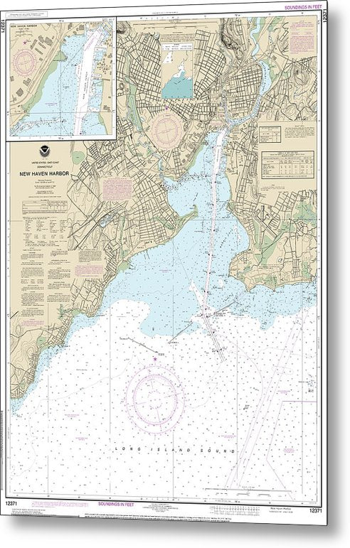 A beuatiful Metal Print of the Nautical Chart-12371 New Haven Harbor, New Haven Harbor (Inset) - Metal Print by SeaKoast.  100% Guarenteed!