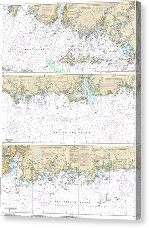 Nautical Chart-12372 Long Island Sound-Watch Hill-New Haven Harbor Canvas Print