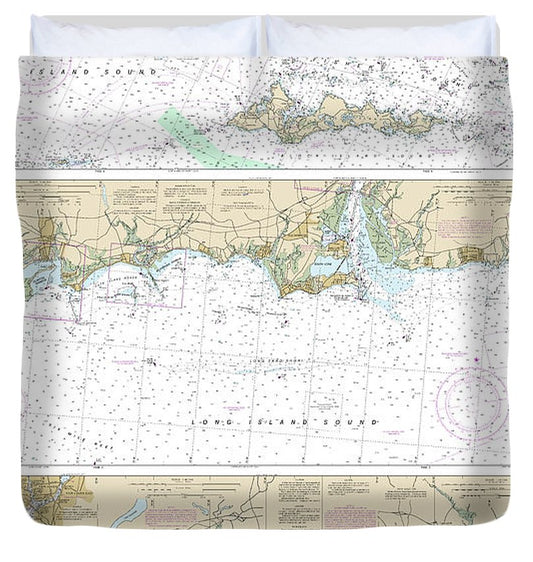 Nautical Chart 12372 Long Island Sound Watch Hill New Haven Harbor Duvet Cover