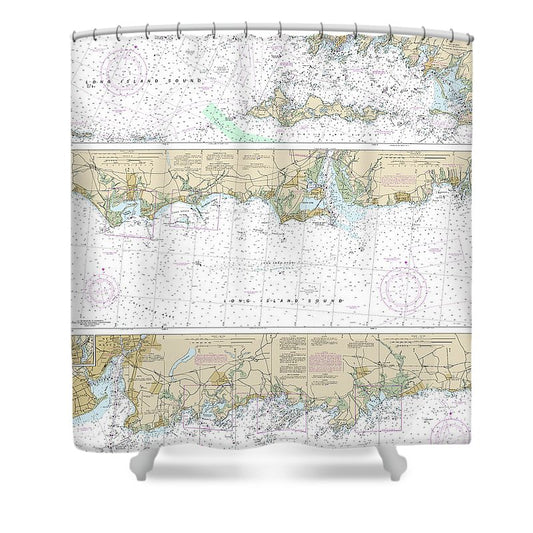 Nautical Chart 12372 Long Island Sound Watch Hill New Haven Harbor Shower Curtain
