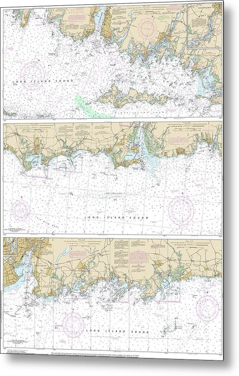 A beuatiful Metal Print of the Nautical Chart-12372 Long Island Sound-Watch Hill-New Haven Harbor - Metal Print by SeaKoast.  100% Guarenteed!