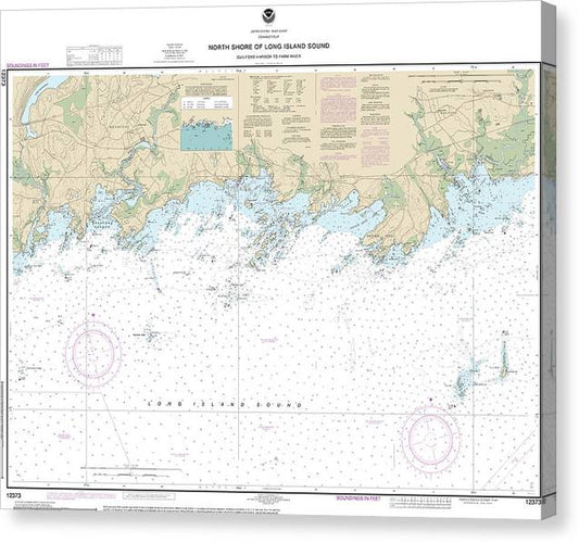 Nautical Chart-12373 North Shore-Long Island Sound Guilford Harbor-Farm River Canvas Print