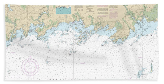 Nautical Chart-12373 North Shore-long Island Sound Guilford Harbor-farm River - Bath Towel