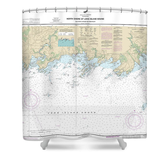 Nautical Chart 12373 North Shore Long Island Sound Guilford Harbor Farm River Shower Curtain