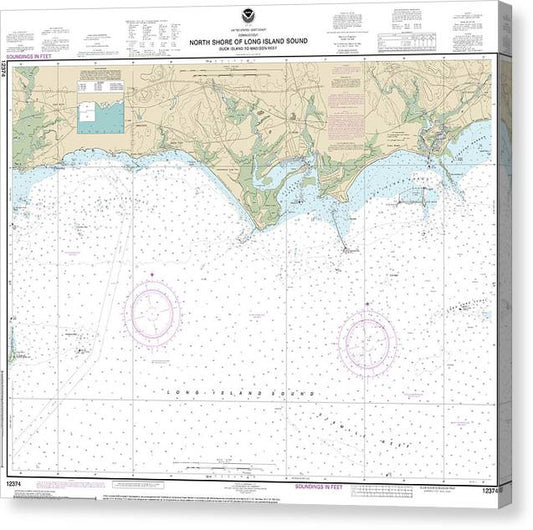 Nautical Chart-12374 North Shore-Long Island Sound Duck Island-Madison Reef Canvas Print