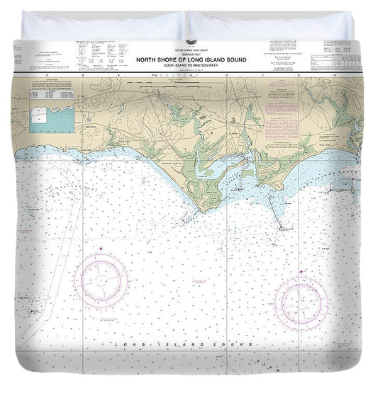 Nautical Chart 12374 North Shore Long Island Sound Duck Island Madison Reef Duvet Cover