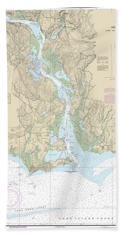 Nautical Chart-12375 Connecticut River Long Lsland Sound-deep River - Beach Towel