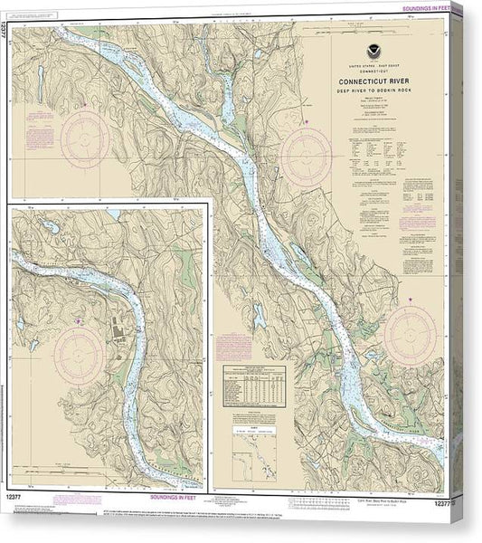Nautical Chart-12377 Connecticut River Deep River-Bodkin Rock Canvas Print