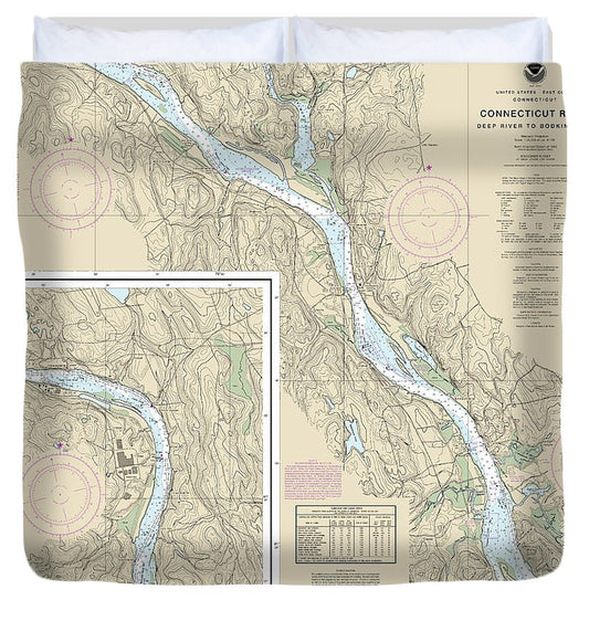 Nautical Chart 12377 Connecticut River Deep River Bodkin Rock Duvet Cover