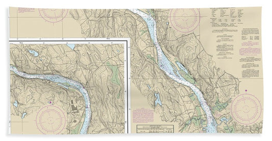 Nautical Chart-12377 Connecticut River Deep River-bodkin Rock - Beach Towel