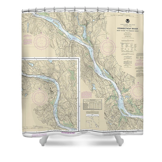 Nautical Chart 12377 Connecticut River Deep River Bodkin Rock Shower Curtain