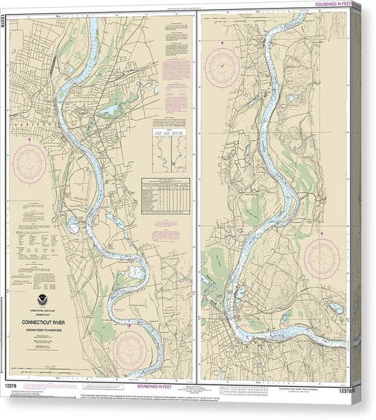 Nautical Chart-12378 Connecticut River Bodkin Rock-Hartford Canvas Print
