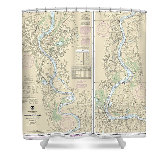 Nautical Chart 12378 Connecticut River Bodkin Rock Hartford Shower Curtain