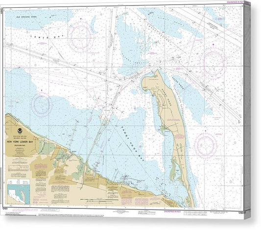 Nautical Chart-12401 New York Lower Bay Southern Part Canvas Print