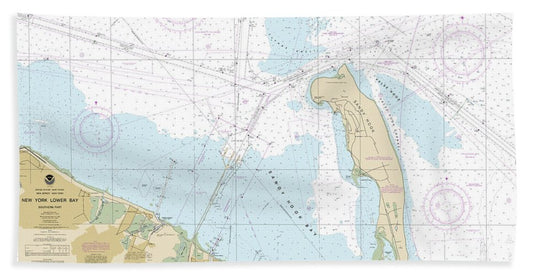Nautical Chart-12401 New York Lower Bay Southern Part - Beach Towel