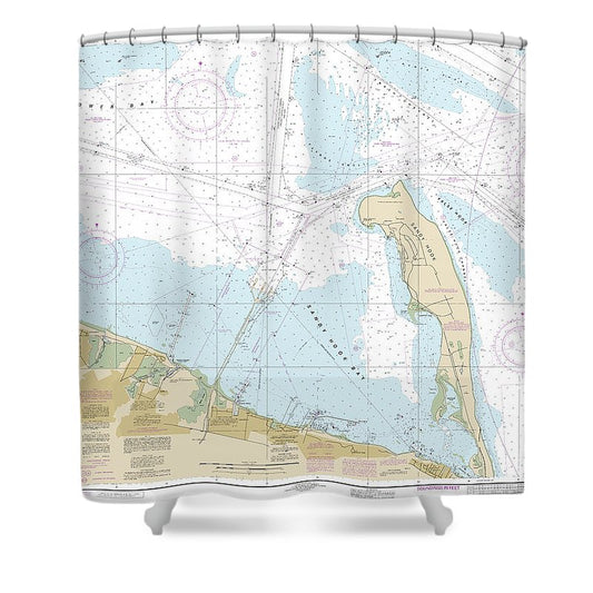 Nautical Chart 12401 New York Lower Bay Southern Part Shower Curtain