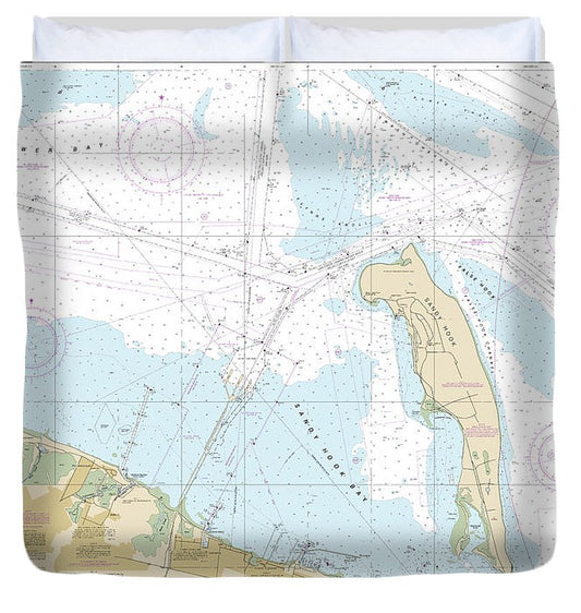 Nautical Chart 12401 New York Lower Bay Southern Part Duvet Cover
