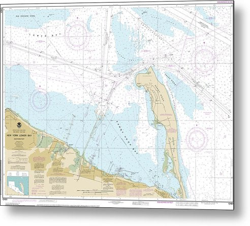 A beuatiful Metal Print of the Nautical Chart-12401 New York Lower Bay Southern Part - Metal Print by SeaKoast.  100% Guarenteed!