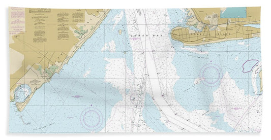 Nautical Chart-12402 New York Lower Bay Northern Part - Beach Towel