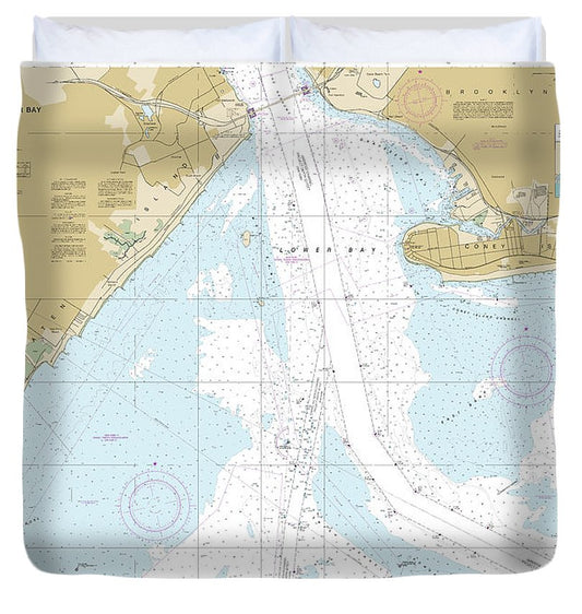 Nautical Chart 12402 New York Lower Bay Northern Part Duvet Cover